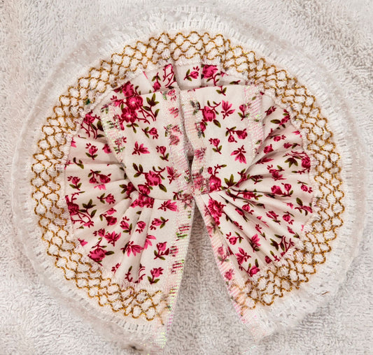 Daily Wear Cotton Poshak - White base with colored flower