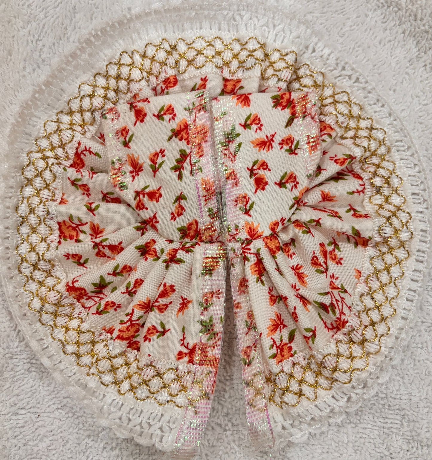 Daily Wear Cotton Poshak - White base with colored flower