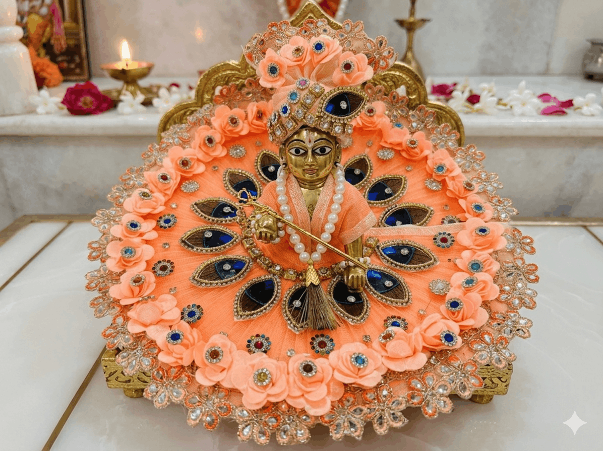 Divine Peach Floral Poshak with Pagdi