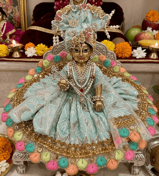 Pastel Mint Designer Ladoo Gopal Poshak Set