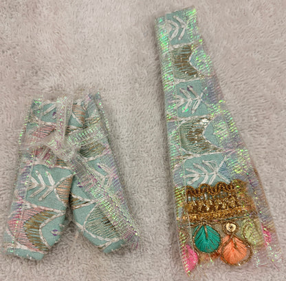 Pastel Mint Designer Ladoo Gopal Poshak Set