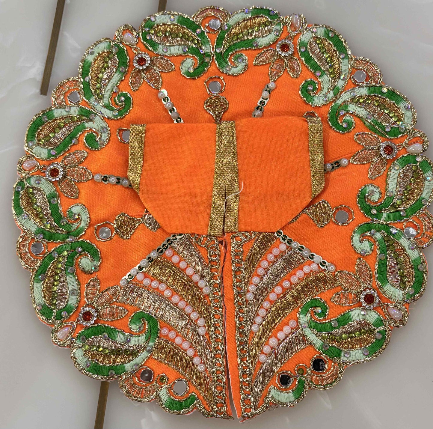 Radiant Yellow & Pink Paisley Ladoo Gopal Poshak