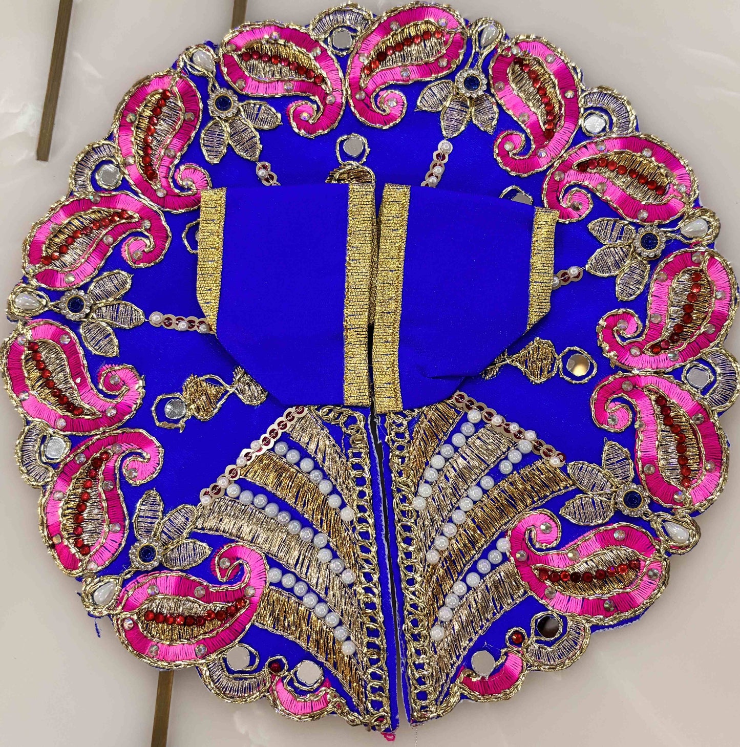 Radiant Yellow & Pink Paisley Ladoo Gopal Poshak